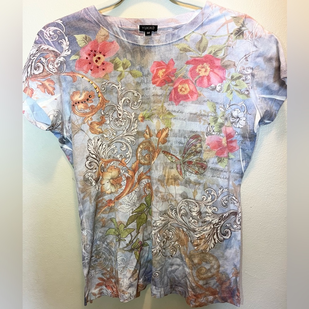 Yukiko Bedazzled Shirt y2k